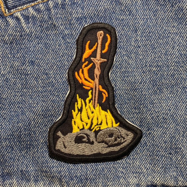 Bonfire Embroidered Patch. Horror Movie/Video Game Inspired Patches. Iron On Backing.