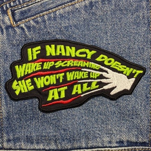 Poster Quote Embroidered Patch. Horror Movie Inspired Patches. Iron On Backing.