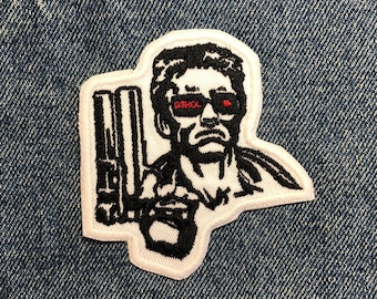 Arnie Embroidered Patch. Horror Movie Inspired Patches. Iron On Backing.