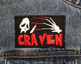 Craven Embroidered Patch. Horror Movie Inspired Patches. Iron On Backing.