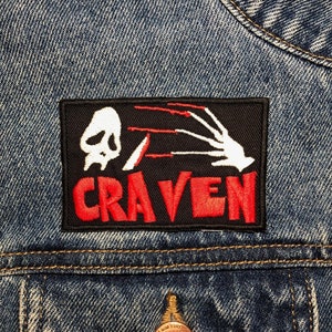 Craven Embroidered Patch. Horror Movie Inspired Patches. Iron On Backing.
