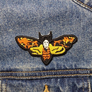 Moth Embroidered Patch. Horror Movie Inspired Patches. Iron On Backing.