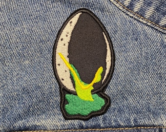 Poster Egg Embroidered Patch. Horror Movie Inspired Patches. Iron On Backing.