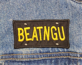 BEATNGU License Plate Embroidered Patch. Horror Movie Inspired Patches. Iron On Backing.