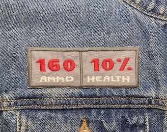 Ammo/Health Embroidered Patch. Horror Movie Inspired Patches. Gaming. Iron On Backing.