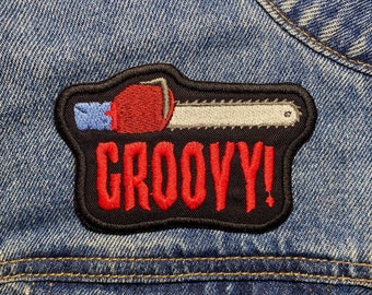 Groovy! Embroidered Patch. Horror Movie Inspired Patches. Iron On Backing.