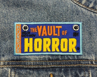 Vault Comic Embroidered Patch. Horror Movie Inspired Patches. Iron On Backing.