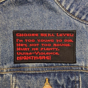Écusson brodé de niveau de compétence. Patchs inspirés des films d'horreur. Jeux. Repassage à l'envers.
