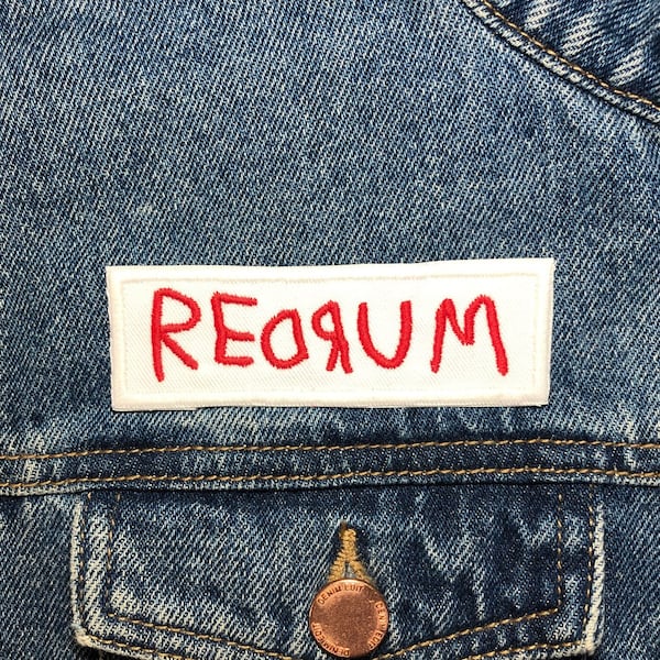 REDRUM Embroidered Patch. Horror Movie Inspired Patches. Iron On Backing.