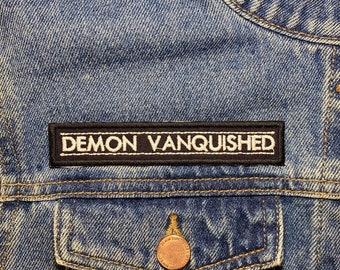 Demon Vanquished Embroidered Patch. Horror Movie/Video Game Inspired Patches. Iron On Backing.