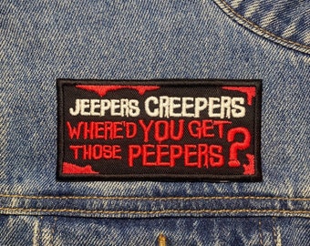 Peepers Embroidered Patch. Horror Movie Inspired Patches. Iron On Backing.