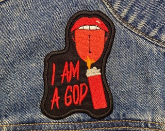 I Am A God Embroidered Patch. Horror Movie Inspired Patches. Iron On Backing.