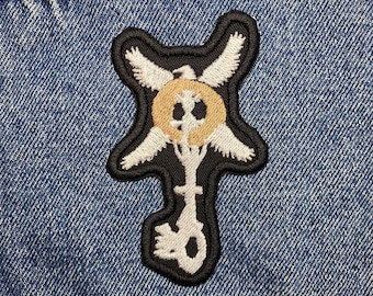 Winged Key Embroidered Patch. Horror Movie/Video Game Inspired Patches. Iron On Backing.