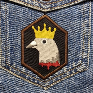 Pigeon King Embroidered Patch. Horror Movie Inspired Patches. Iron On Backing.