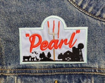 Écusson brodé de perles Pitchfork. Patchs inspirés des films d'horreur. Repassage à l'envers.