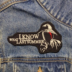 Écusson brodé pêcheur. Patchs inspirés des films d'horreur. Repassage à l'envers.