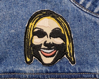 Smile Mask Embroidered Patch. Horror Movie Inspired Patches. Iron On Backing.