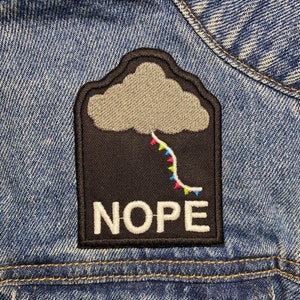 Nope Embroidered Patch. Horror Movie Inspired Patches. Iron On Backing.