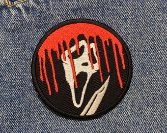 Bleeding Slasher (ver 3) Embroidered Patch. Horror Movie Inspired Patches. Iron On Backing.