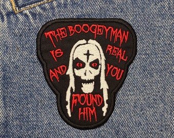 Otis Quote geborduurde patch. Op horrorfilms geïnspireerde patches. Opstrijkbare achterkant.