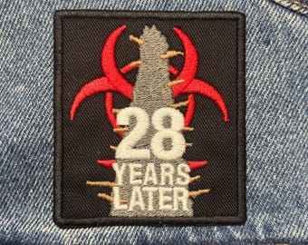 28 Years Later Embroidered Patch. Horror Movie Inspired Patches. Iron On Backing.