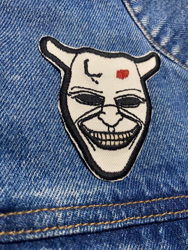 Gabber Patch Grabber Mask Embroidered Patch. Horror Movie Inspired Patches. Iron on ...