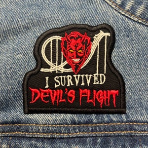 Devil&#39;s Flight Embroidered Patch. Horror Movie Inspired Patches. Iron On Backing.