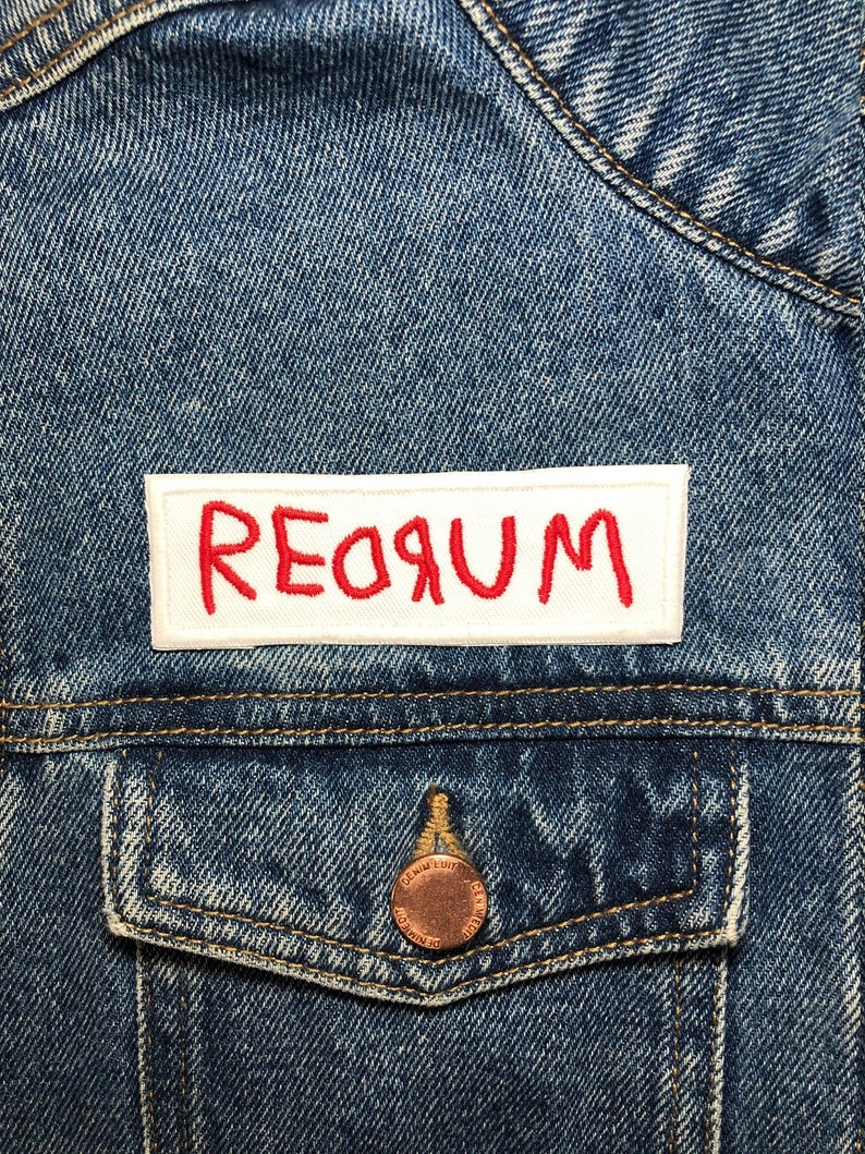 REDRUM Embroidered Patch. Horror Movie Inspired Patches. Iron On Backing. image 1