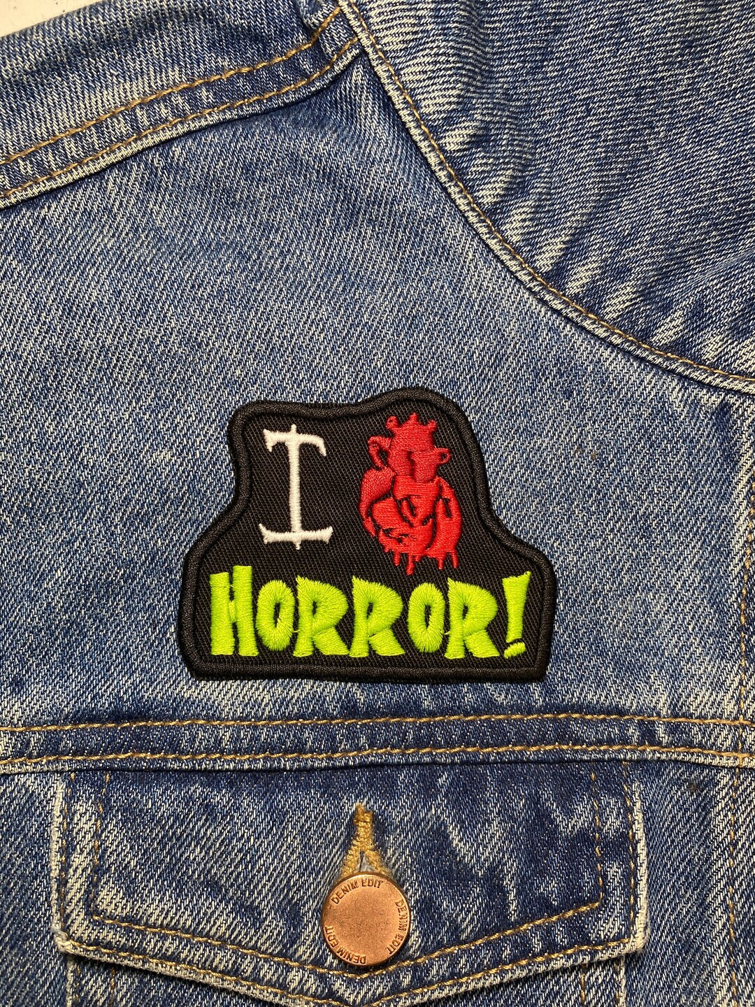 I Love Horror! Embroidered Patch. Horror Movie Inspired Patches. Iron ...