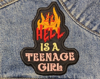 Teenage Girl Embroidered Patch. Horror Movie Inspired Patches. Iron On Backing.