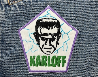 Parche bordado de Karloff. Inspirado en películas de terror. Se puede planchar.
