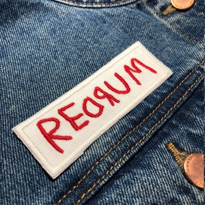 REDRUM Embroidered Patch. Horror Movie Inspired Patches. Iron On Backing. image 2