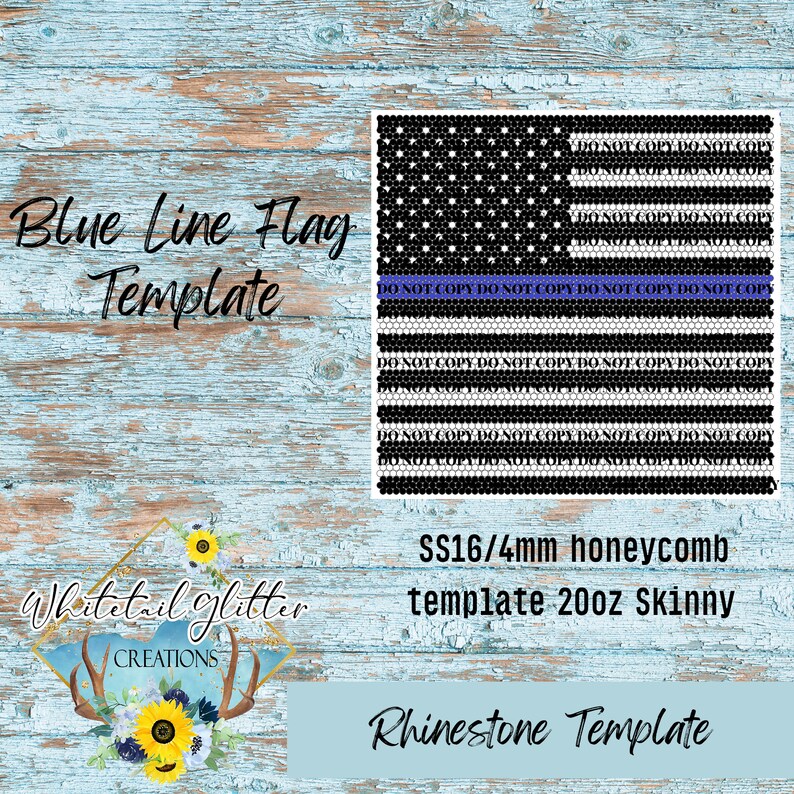 Blue Line Flag Rhinestone Template 60 Stones per Row SS16 20oz - Etsy