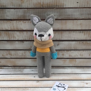 Knitted toy wolf/crochet toys/amigurumi/amigurumi wolf/wolf/toy wolf/knitted wolf/knit toy/wolf toy/knit wolf/knit toys/knitted toys