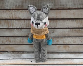 Gestrickter Spielzeugwolf/Häkelspielzeug/Amigurumi/Amigurumi Wolf/Wolf/Spielzeugwolf/gestrickter Wolf/Strickspielzeug/Wolfsspielzeug/Strickwolf/Strickspielzeug/Strickspielzeug