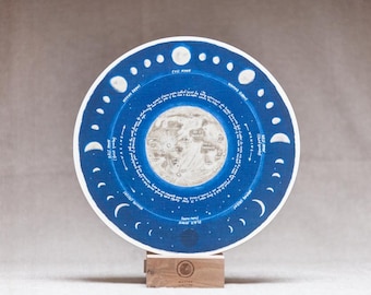 Moon Phases - Lunar Calendar - 'Native Circles' Wooden Circular Print by Irish artist Emily Robyn Archer
