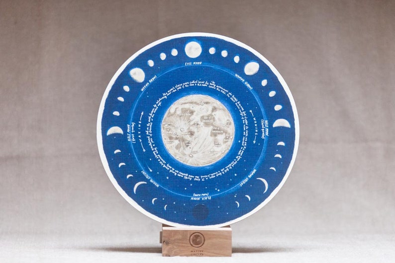 Moon Phases Lunar Calendar 'Native Circles' Birchwood Wheel by Irish artist Emily Robyn Archer image 1