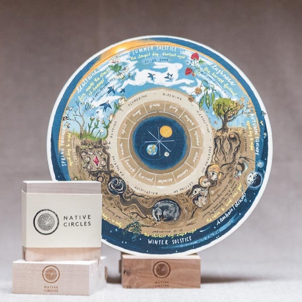 Wheel of the Year Calendar - 'Native Circles' Birchwood Wheel by Irish artist Emily Robyn Archer