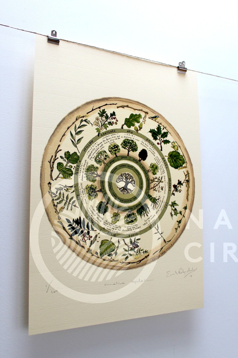 Celtic Tree Calendar Limited Edition 'Native Circles' Print by Irish artist Emily Robyn Archer image 3