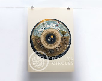 Wheel of the Year Calendar - Limited Edition 'Native Circles' Print by Irish artist Emily Robyn Archer