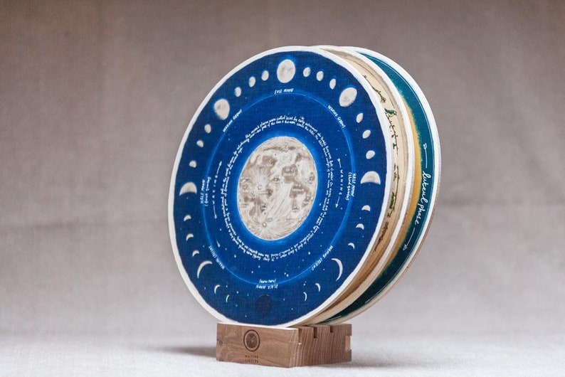 Moon Phases Lunar Calendar 'Native Circles' Birchwood Wheel by Irish artist Emily Robyn Archer image 2