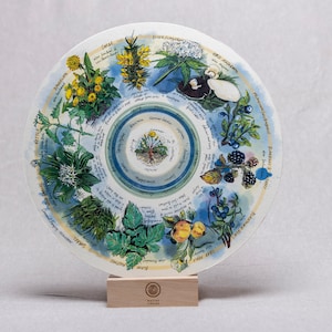 Raccolta stagionale di cibo - Siepe - Stampa circolare in legno "Native Circles" dell'artista irlandese Emily Robyn Archer