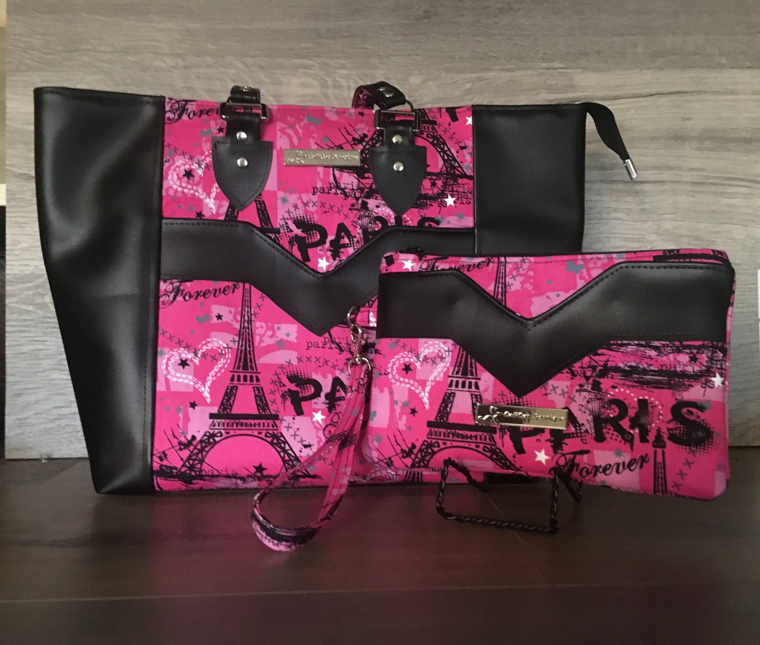 Twilly Scarf Shoulder Bag, Top Handle Bag With Bear Patterm, Pink Handbag  With Adjustable Strap
