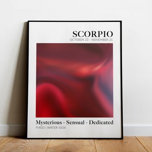 Scorpio Zodiac Poster | Maroon Aura Art Print UNFRAMED