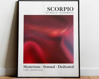 Scorpio Zodiac Poster | Maroon Aura Art Print UNFRAMED
