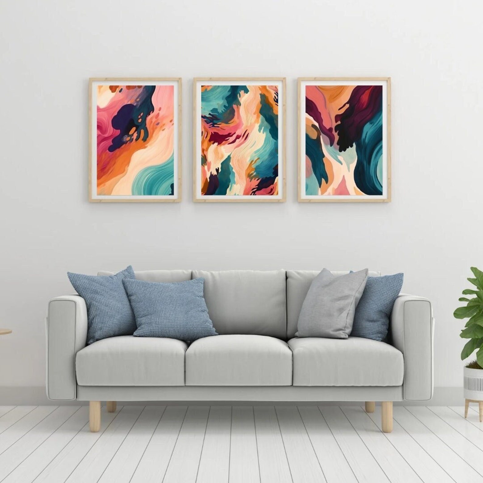 Set of 3 Abstract Printable Wall Arts Colourful Arts Etsy