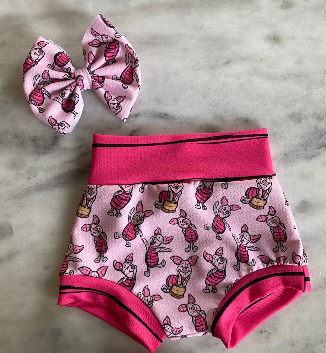 Pig Bummie Set 5 Inch Bow and Bummie Set Baby Girl Bow Etsy