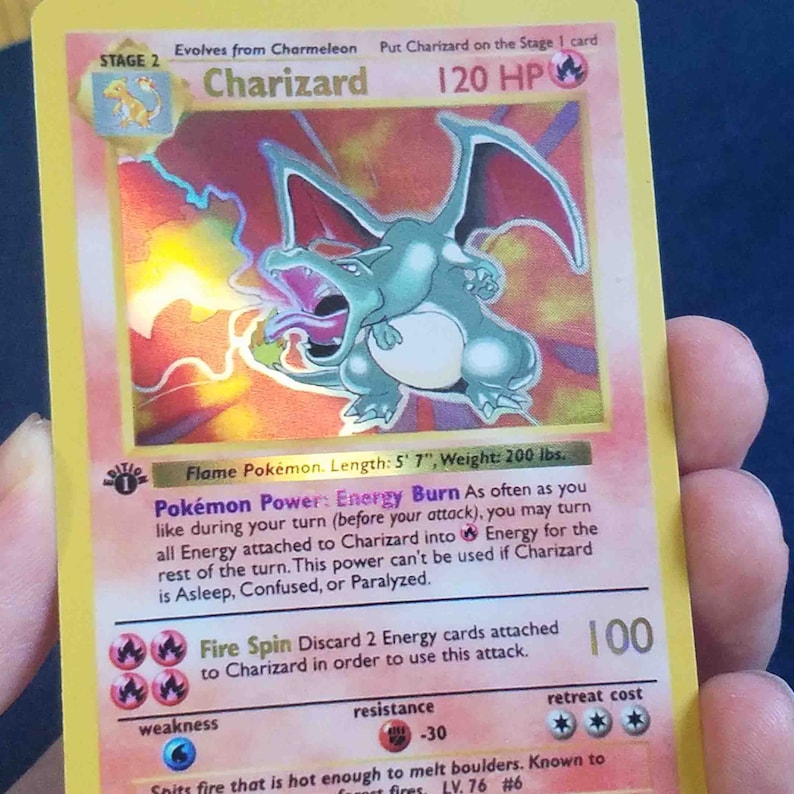 C-2 Custom Shiny Charizard Pokemon Card 1st edition | Etsy