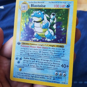 Star Holo) 1e editie Blastoise Pokemon-kaartbasisset schaduwloze holografische kaart 2/102