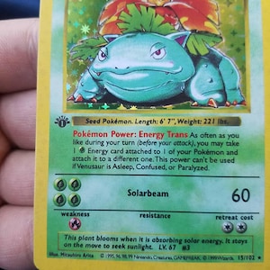 Star Holo) Pokemon Karte 1st edition schattenlose Holographische Karte Basisset Venusaur 15/102